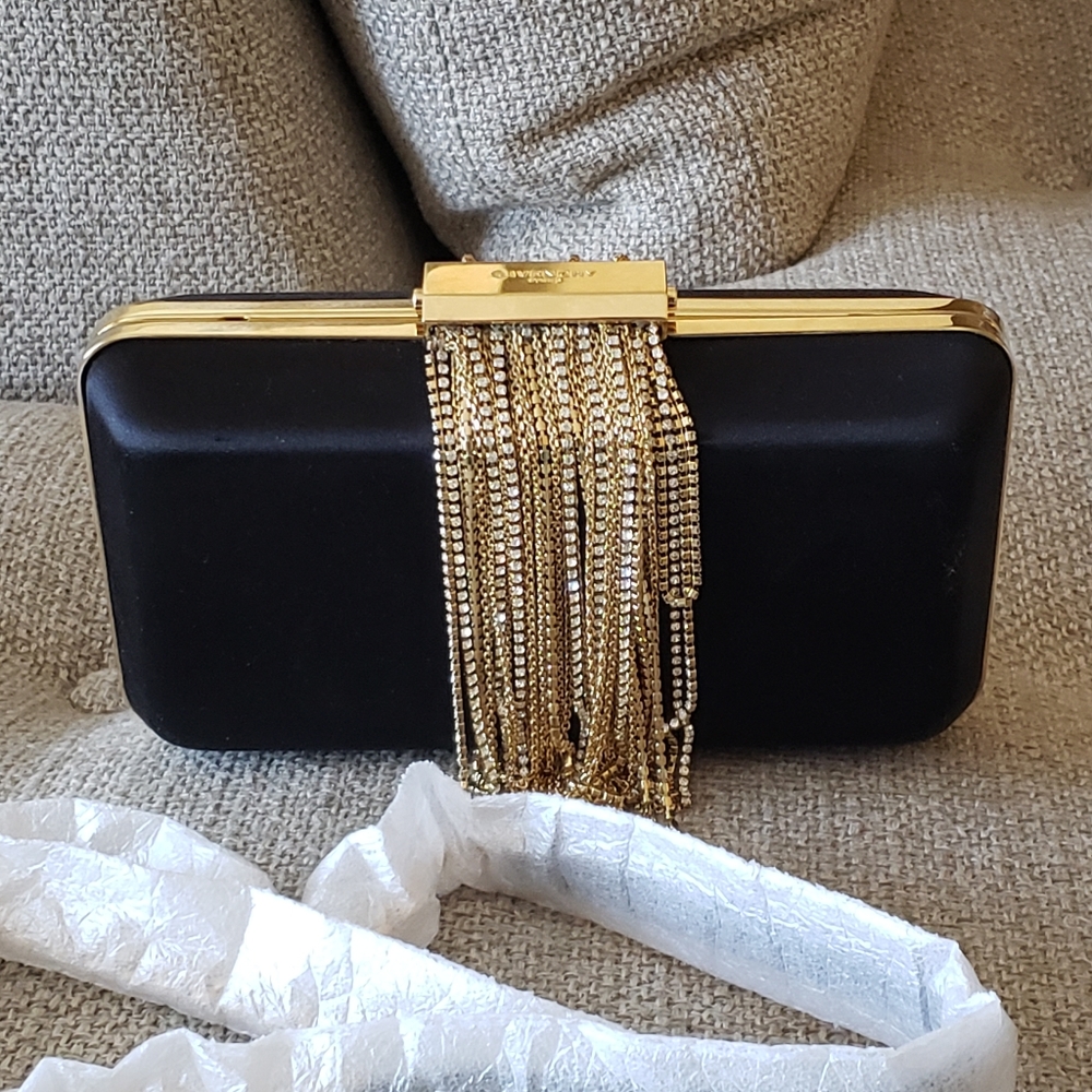 Givenchy Black Metal Fringe Satin Clutch Bag $3999 - Picture 15 of 16